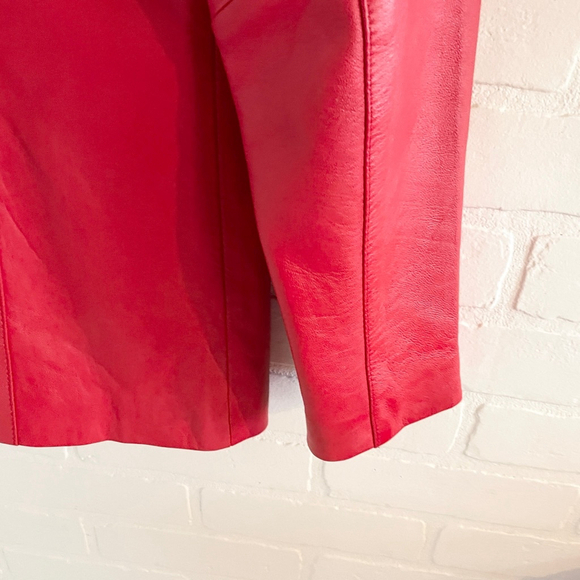 Vintage Red Leather Blazer Fitted Buttery Soft Statement Jacket Sz M - Picture 12 of 15